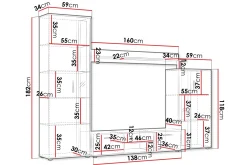 Olerum Tv-möbelset 256x40 cm