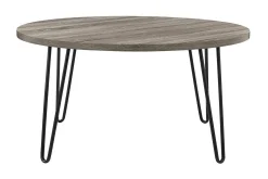 Owen Soffbord 90 cm Ovalt Runt Grå/Svart