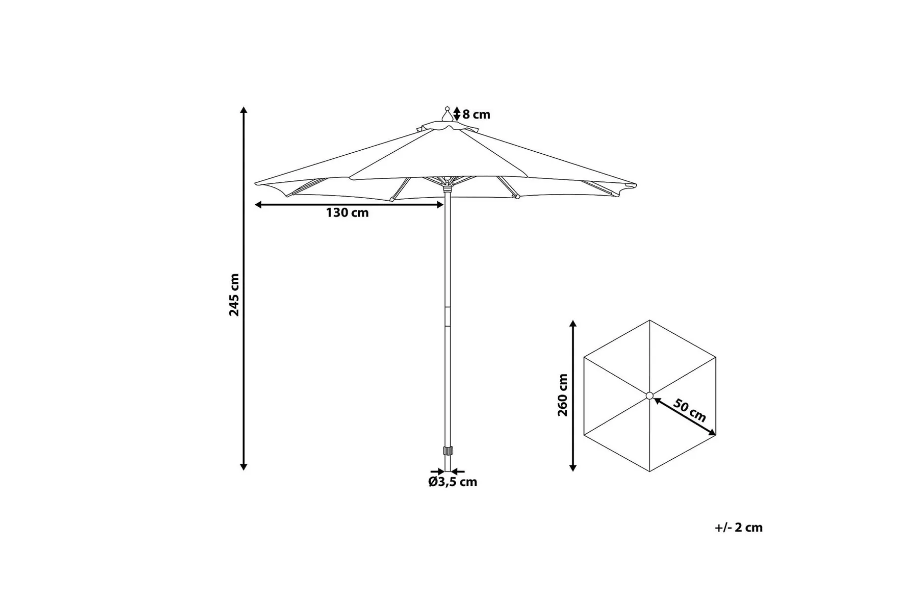 Parasoll Ferentillo 245 cm