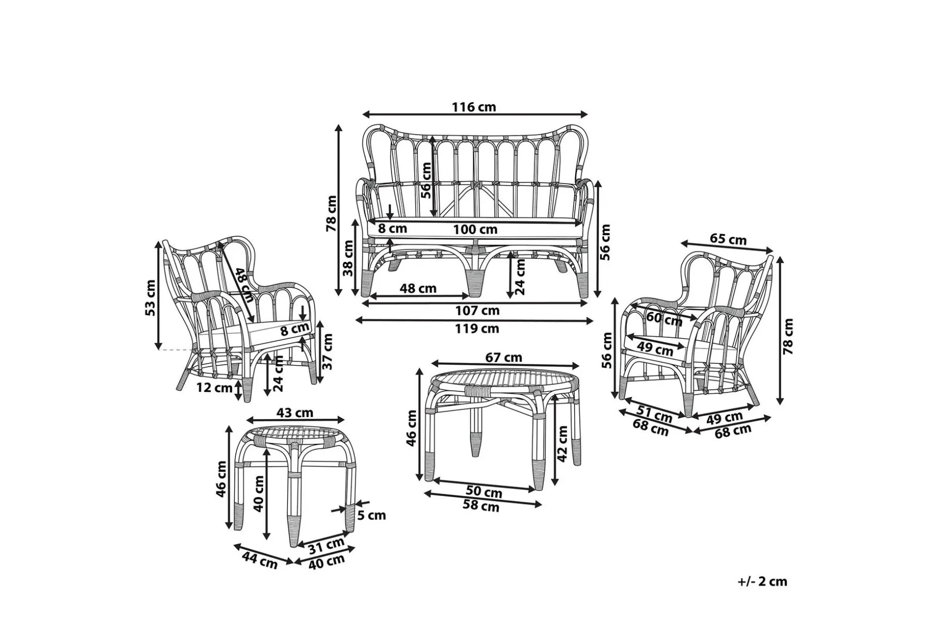 Pedagne Loungegrupp Utomhus 4-sits