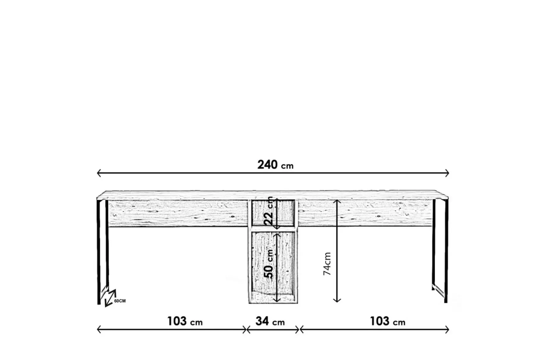 Pellafol Skrivbord 140 cm med Förvaring Hyllor