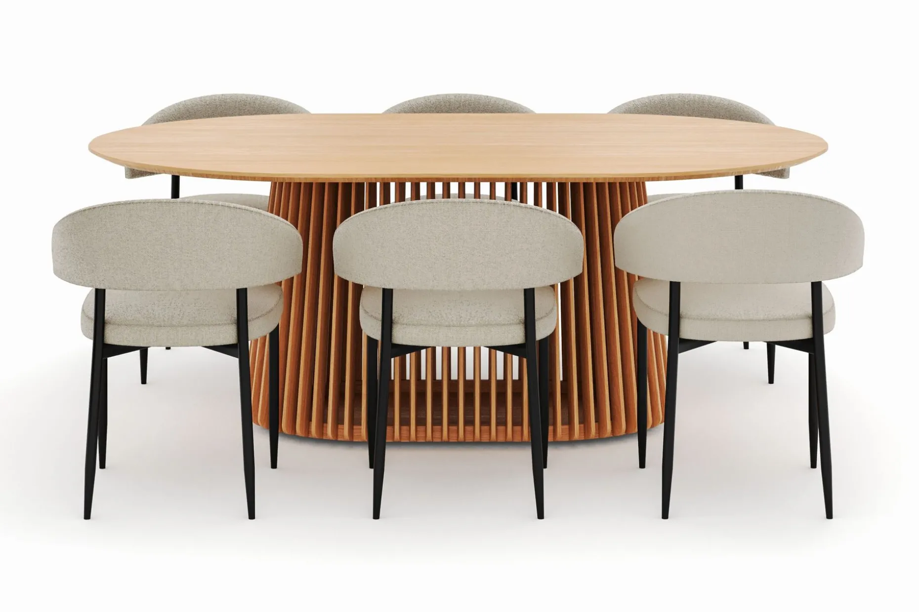 Peyra Matbord 200 cm Oval med 6 Sawako Stolar