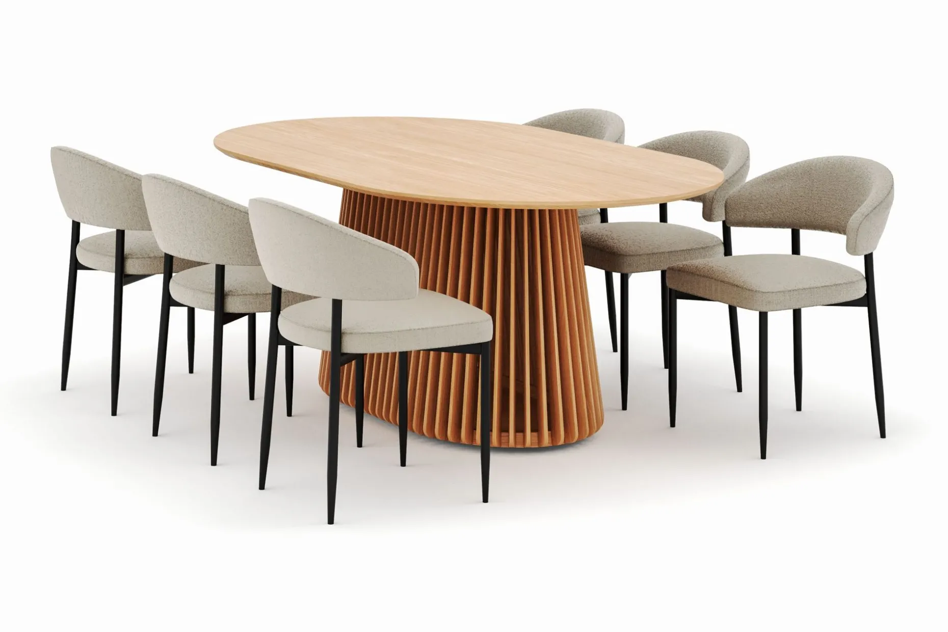 Peyra Matbord 200 cm Oval med 6 Sawako Stolar