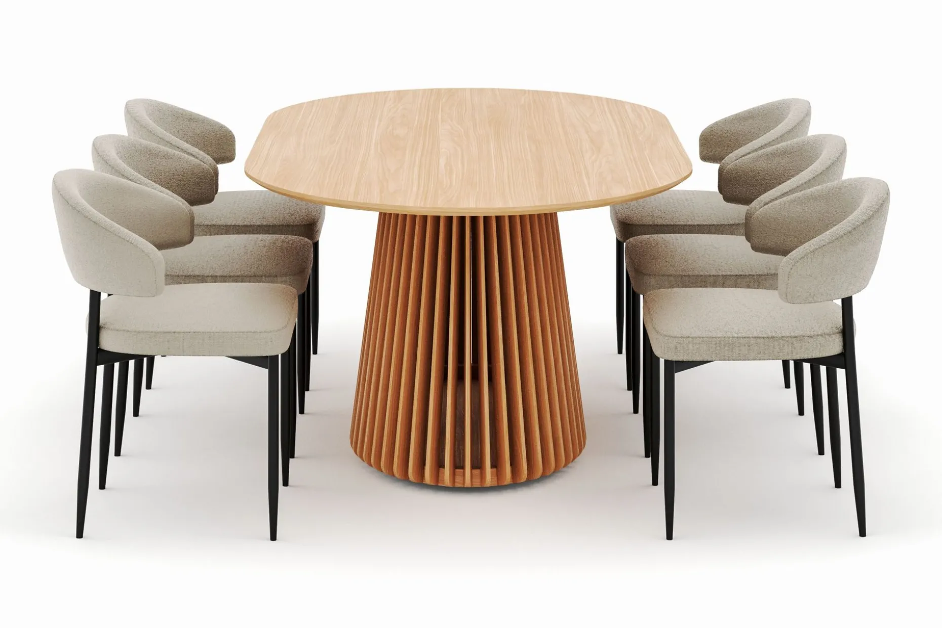 Peyra Matbord 200 cm Oval med 6 Sawako Stolar