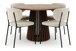 Peyra Runt Matbord 120 cm med 4 Gemmiano Stolar