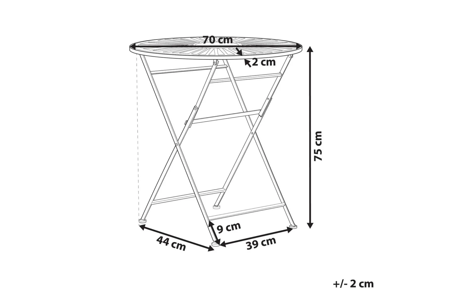 Piossasco Runt Hopfällbart Cafébord och Trädgårdsbord 60 cm