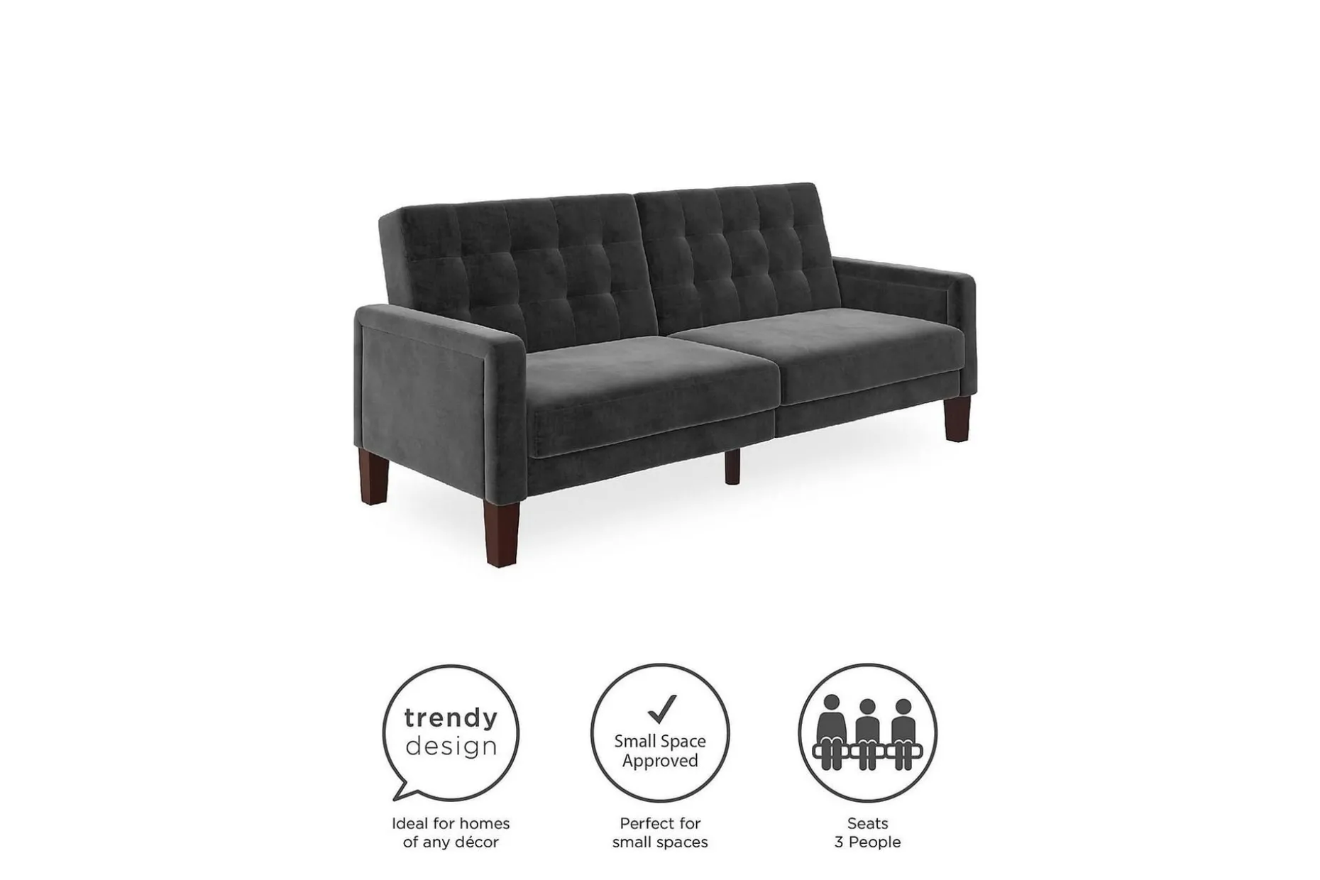 Porter 2-sits Bäddsoffa Sammet/Grå
