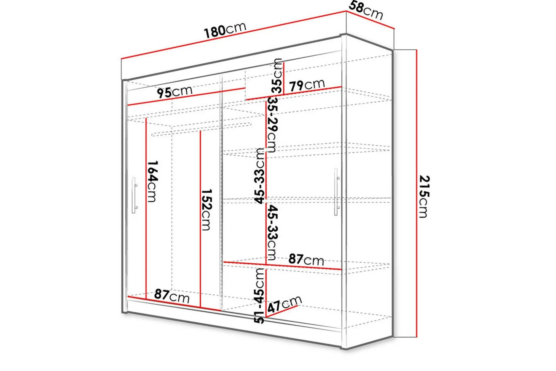 Prag Garderob 180 cm Skjutdörrar