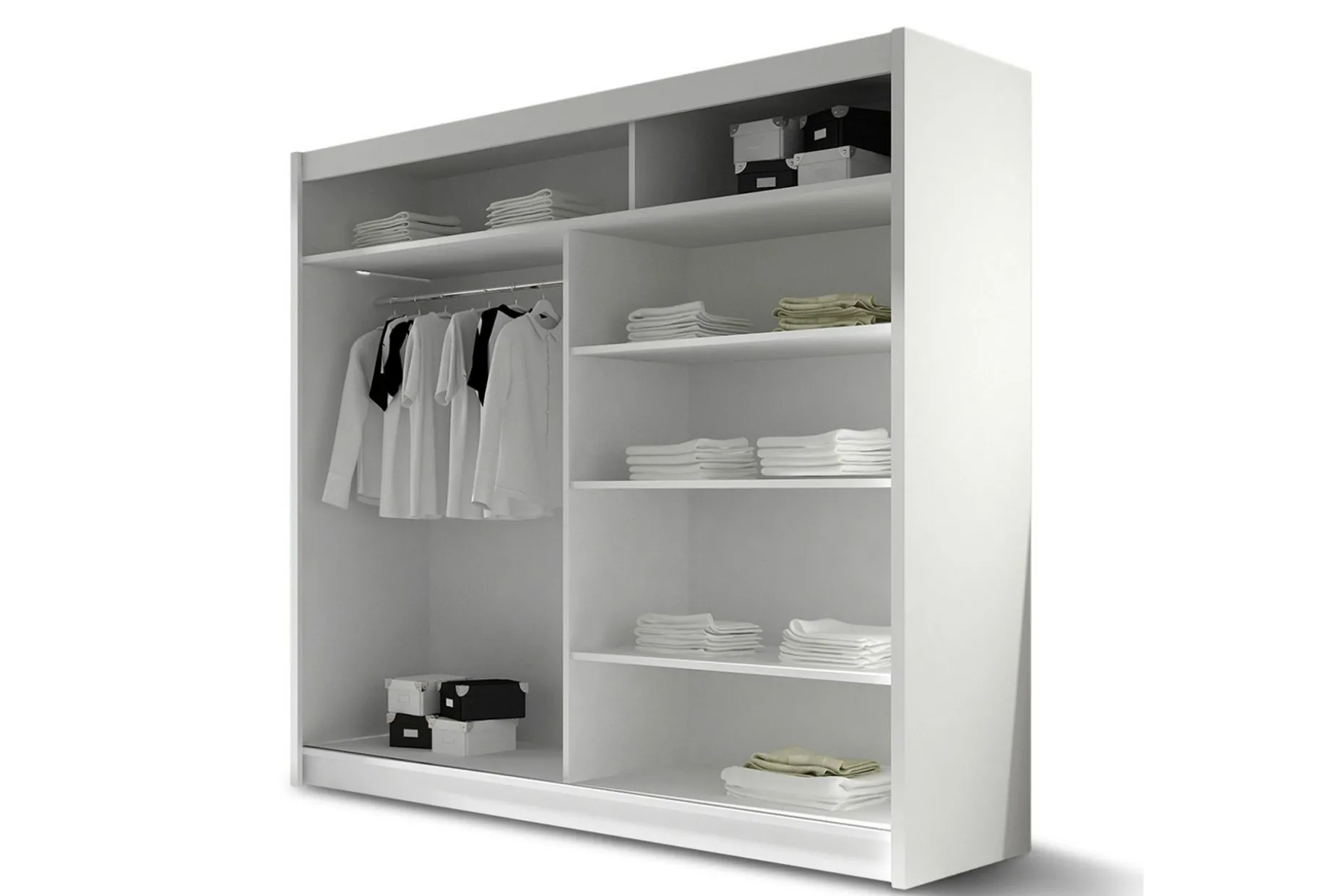 Prag Garderob 180x57x215 cm LED-belysning