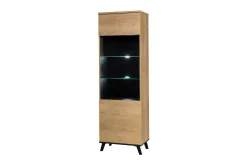 Prawa Vitrinskåp LED Belysning 40 cm djup 61 cm bred 191 cm hög Trä Glas
