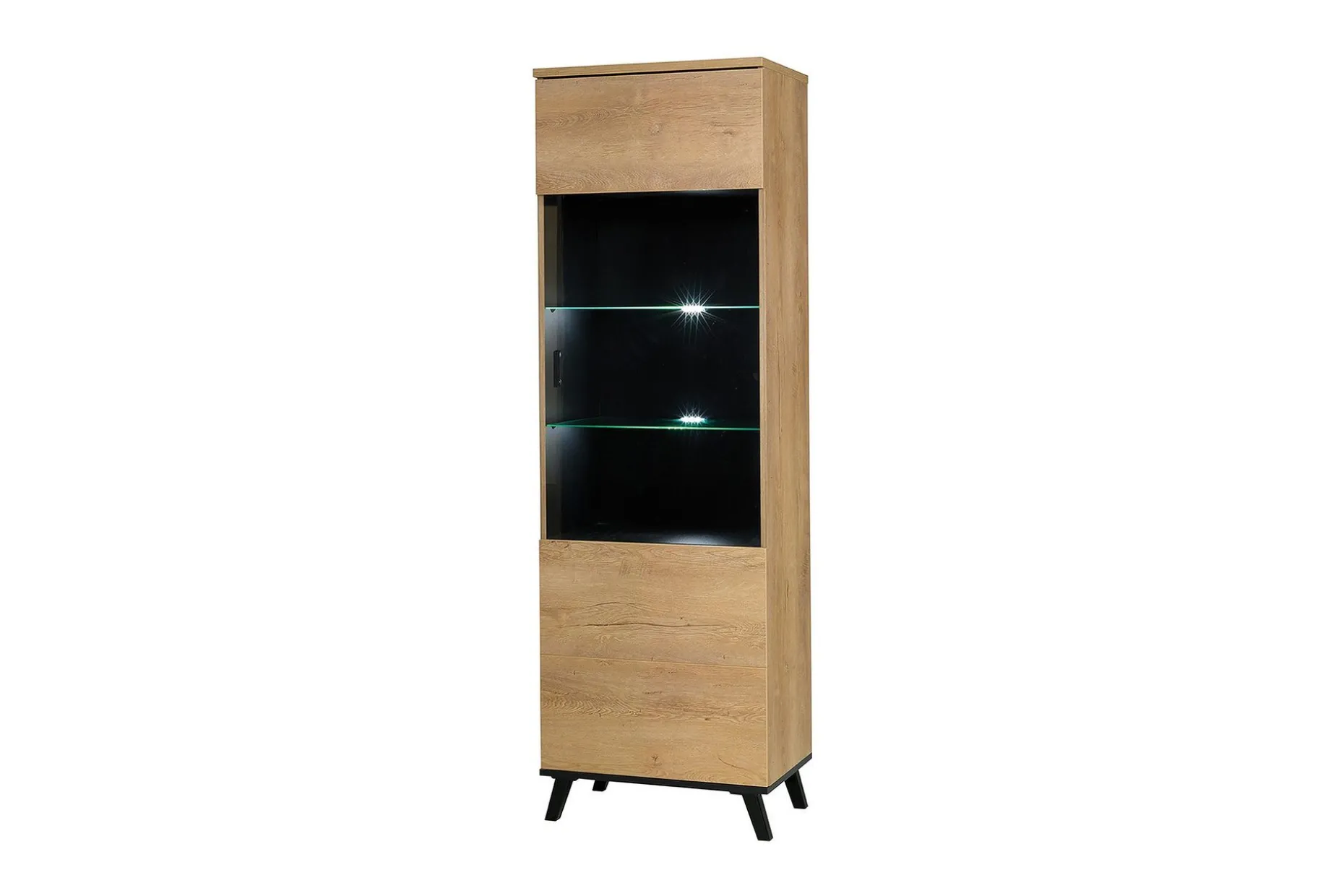 Prawa Vitrinskåp LED Belysning 40 cm djup 61 cm bred 191 cm hög Trä Glas