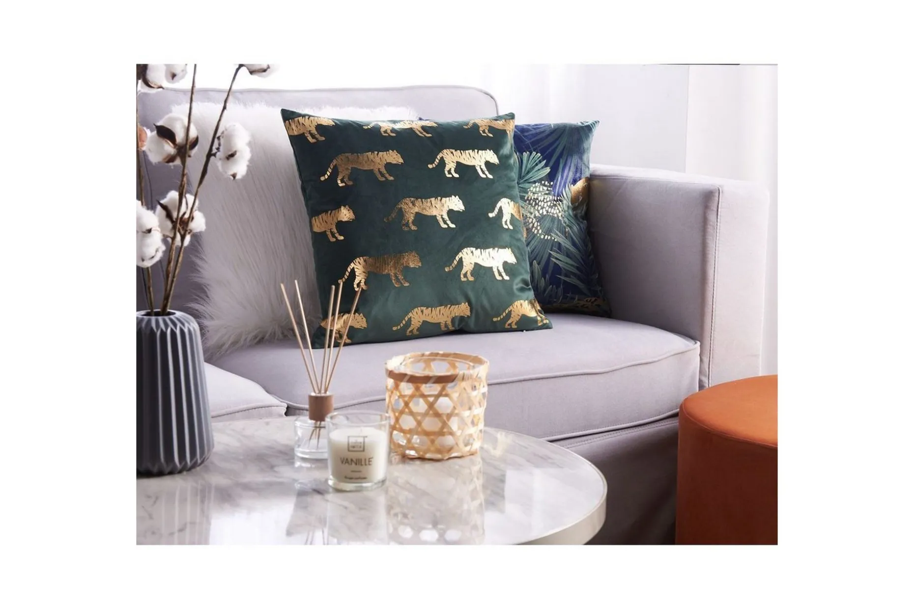 Prydnadskuddar Bluebell set om 2 Grön/guld