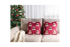 Prydnadskuddar Goldspruce set om 2 Röd/guld/vit