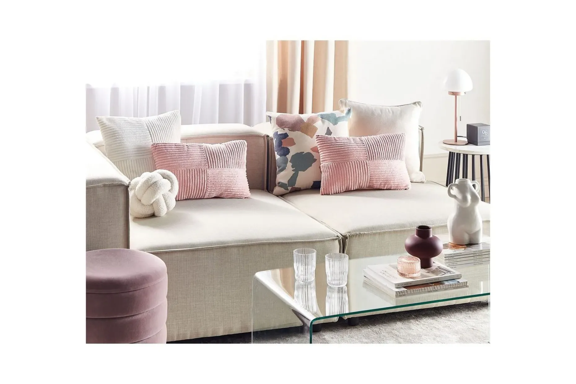 Prydnadskuddar Millet set om 2 Rosa, Rektangulär