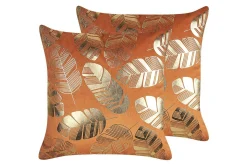 Prydnadskuddar Sunflower set om 2 Orange/guld