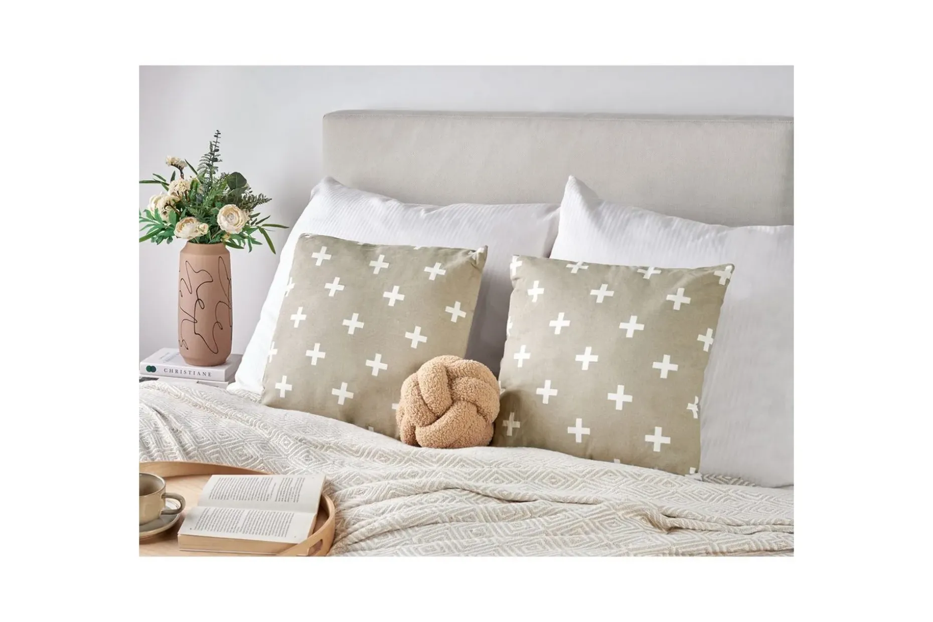 Prydnadskuddar Velleia set om 2 Beige/vit