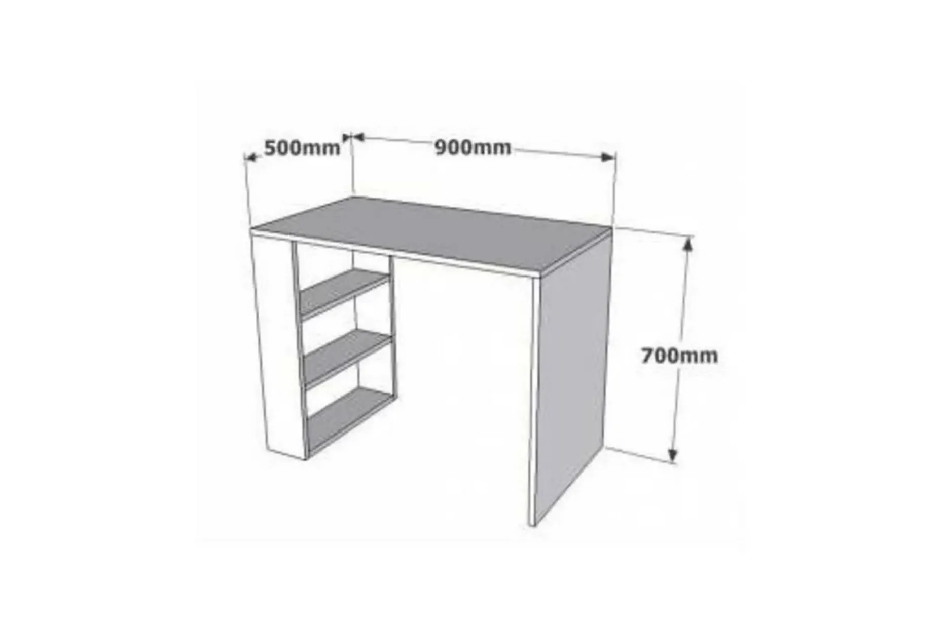 Puqa Design Skrivbord 90 cm med Förvaring Hyllor