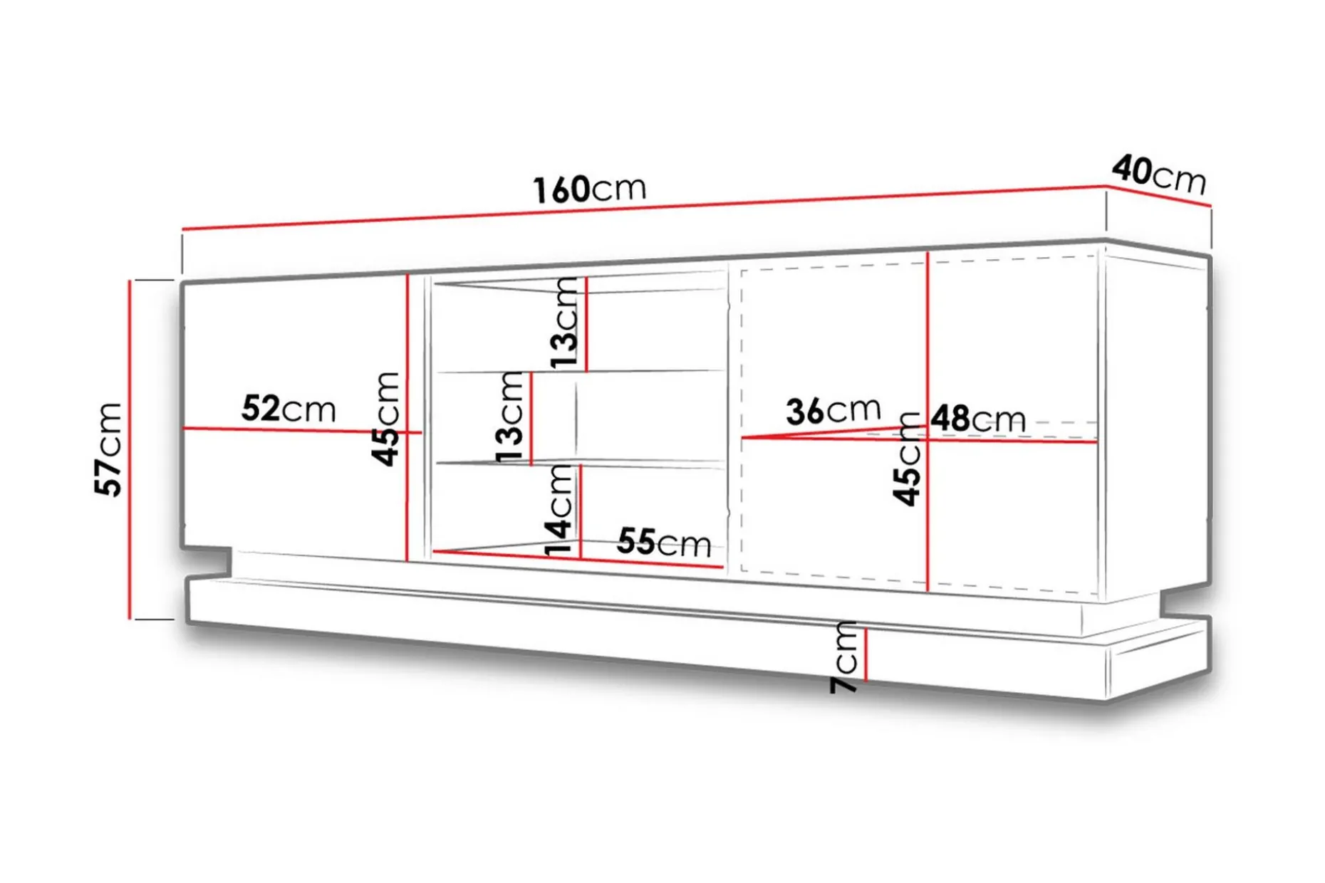 Qiu TV-bänk 40x160 cm