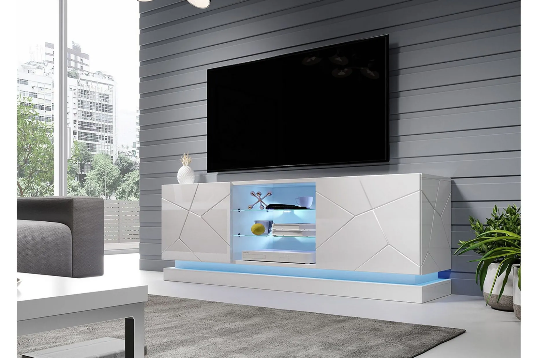 Qiu TV-bänk 40x160 cm LED-belysning