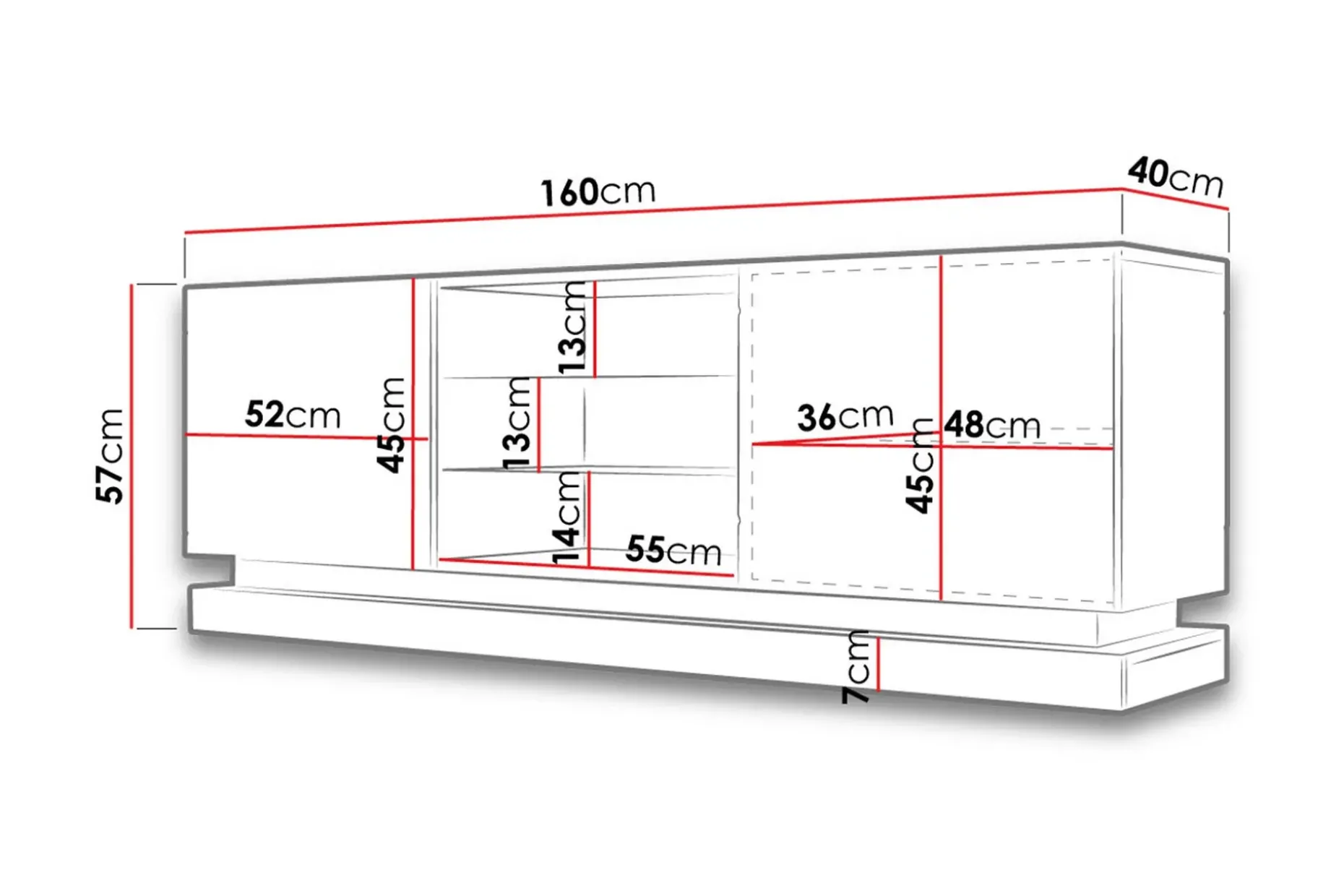Qiu TV-bänk 40x160 cm LED-belysning