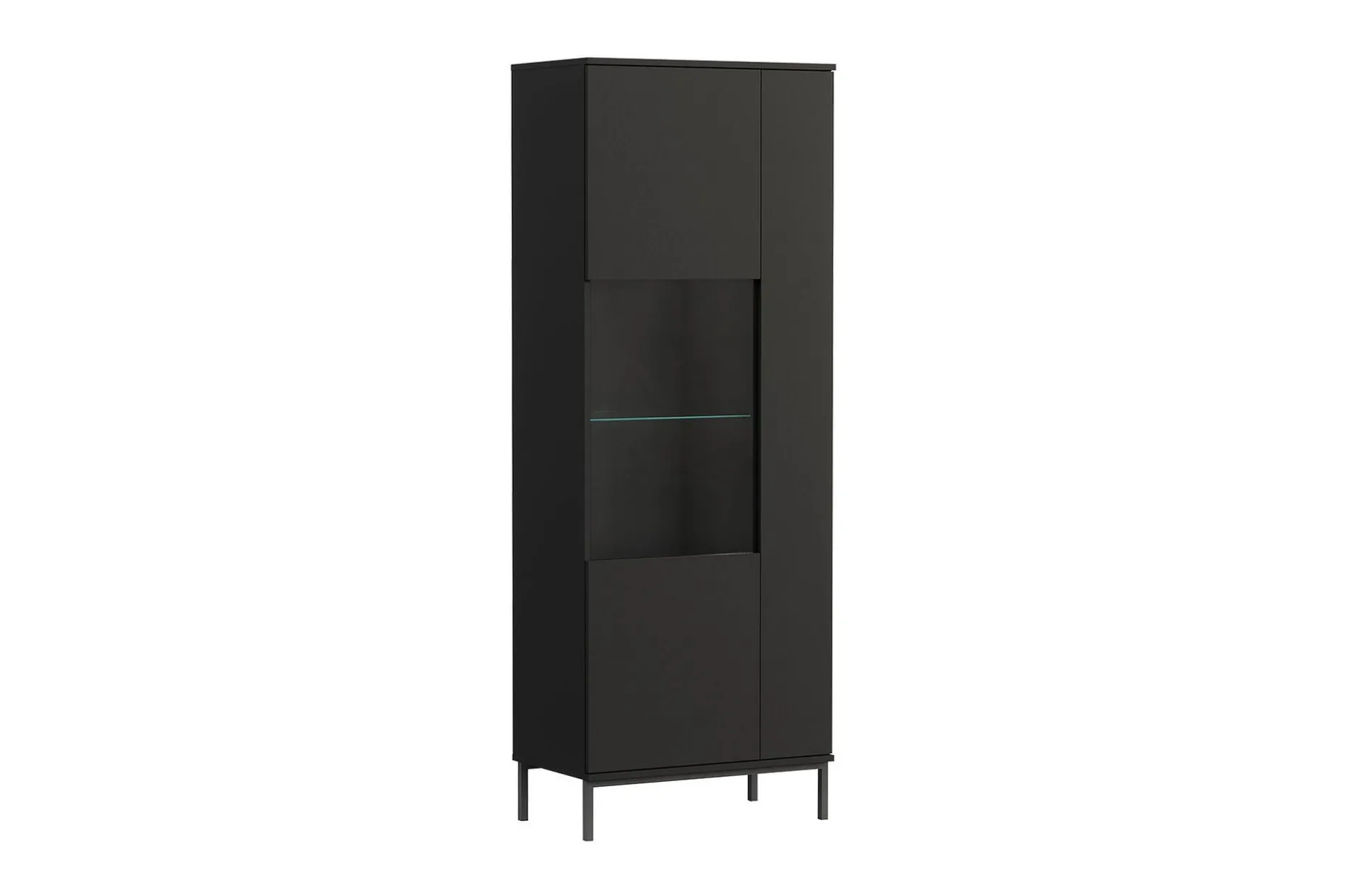 Quertas Vitrinskåp Vit LED Belysning 41 cm djup 70 cm bred 190 cm hög Mörkt Trä