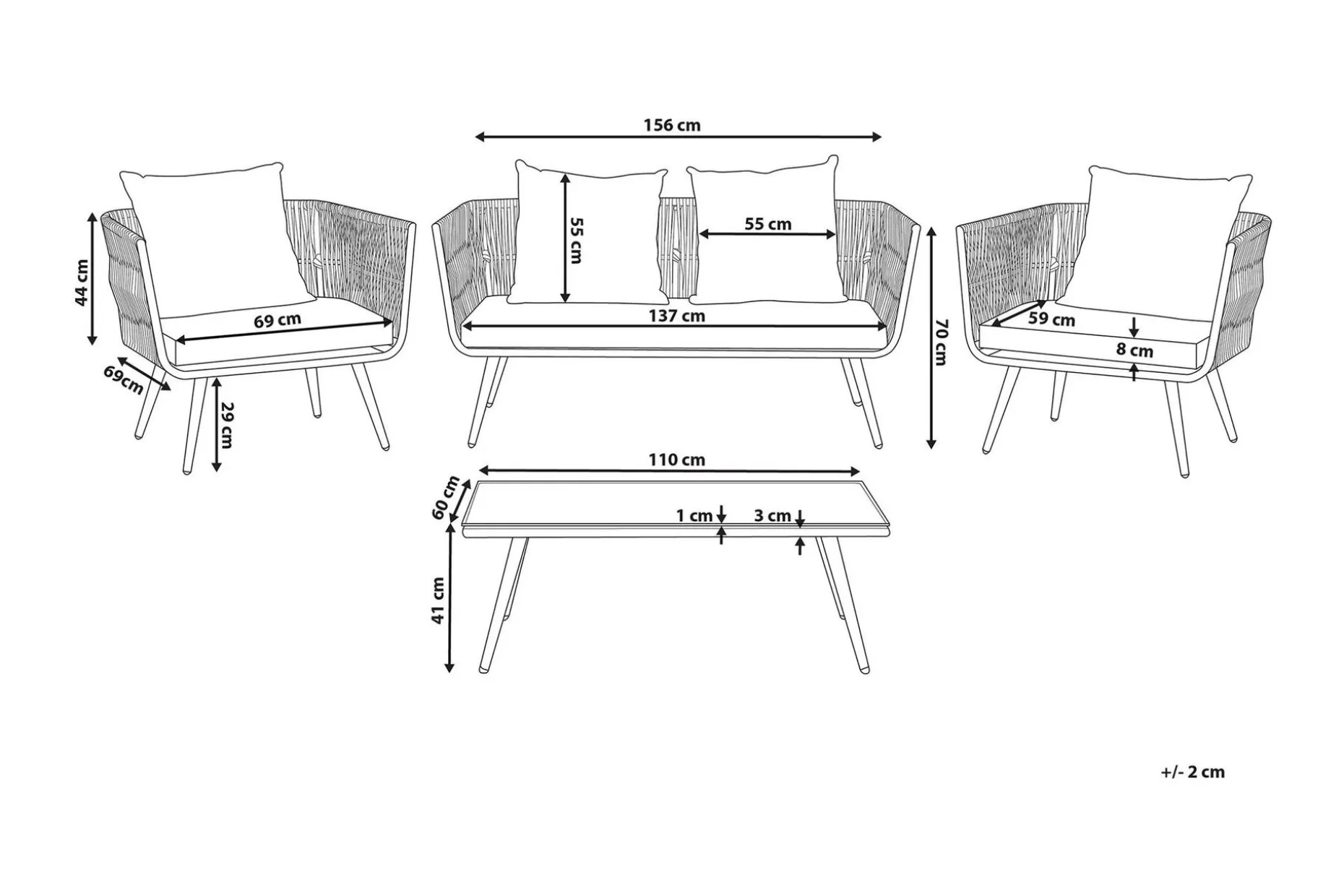 Ragusa Loungegrupp Utomhus 156 cm