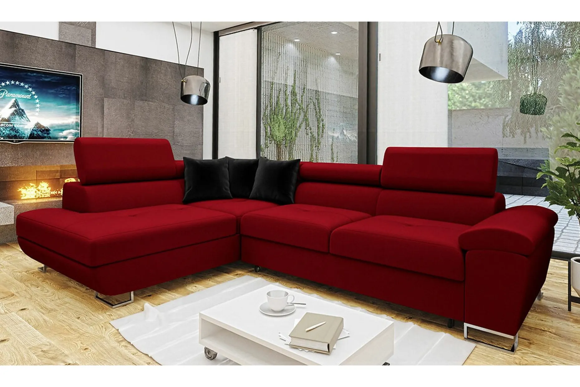 Reginia 4-sits Hörnbäddsoffa Red