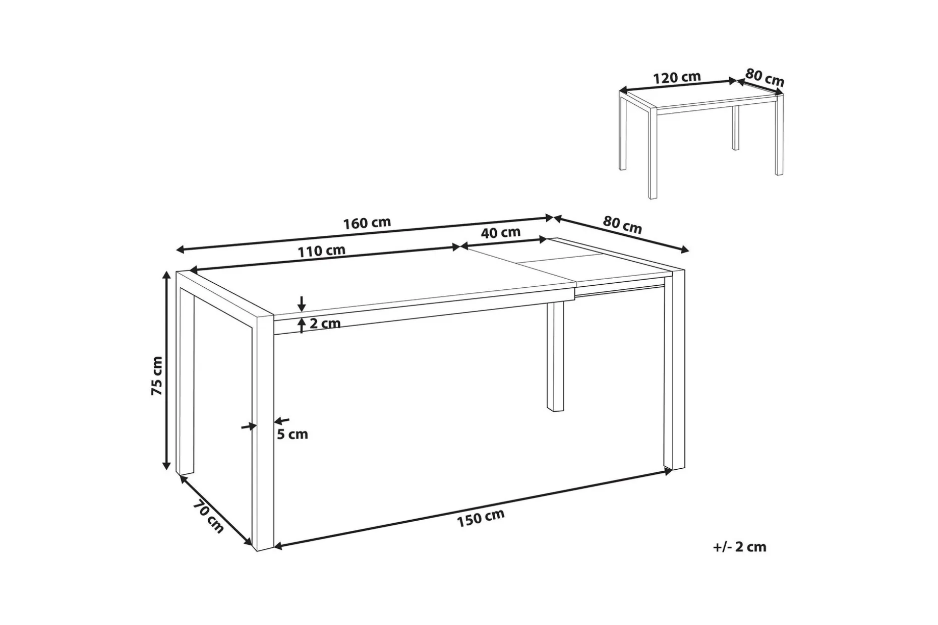 Renton Matbord Förlängningsbart 120-160x80 cm