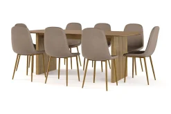 Richeto Matbord 210 cm ek + 8 st Nibe stol brun med ek ben