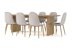Richeto Matbord 240 cm ek + 8 st Nibe stol grå med ek ben