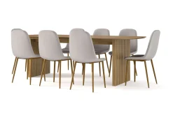 Richeto Matbord 240 cm ek + 8 st Nibe stol grå med ek ben