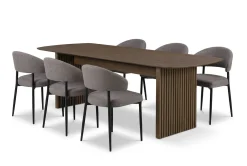 Richeto Matbord Rökt Ek 240 cm med 6 Sawako Greige Stolar