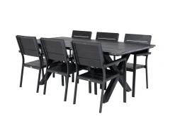 Rives Matgrupp Utomhus 200cm + 6 Levels Stapelbara Matstolar