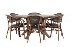 Rosario Matgrupp Rund 140 cm + 6 st Vila Matstolar Svart/Brun