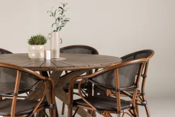 Rosario Matgrupp Rund 140 cm + 6 st Vila Matstolar Svart/Brun