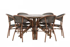Rosario Matgrupp Rund 140 cm + 6 st Vila Matstolar Svart/Brun