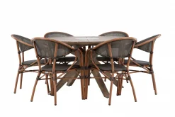 Rosario Matgrupp Rund 140 cm + 6 st Vila Matstolar Svart/Brun