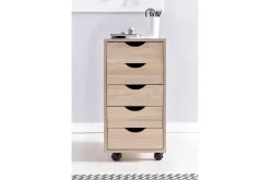 Rullkontejner Wohnling 5 lådor med folierad spånskiva och hjul, modern stil Sonoma