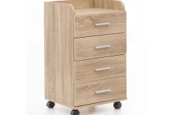 Rullkontejner Wohnling 4 lådor med hjul, förvaringsbricka, foliebelagd spånskiva, modern stil Sonoma
