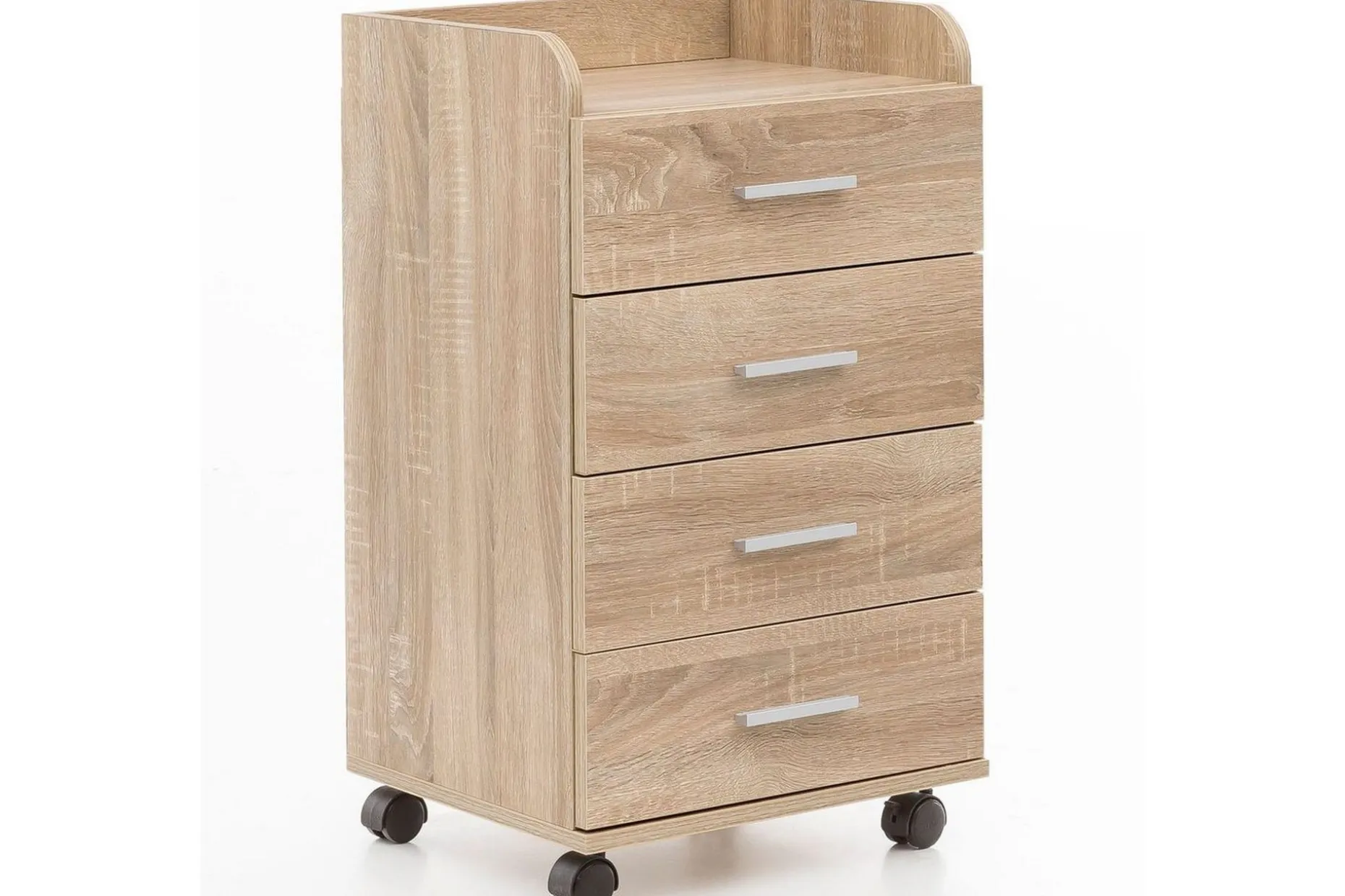 Rullkontejner Wohnling 4 lådor med hjul, förvaringsbricka, foliebelagd spånskiva, modern stil Sonoma