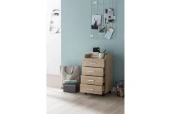 Rullkontejner Wohnling 4 lådor med hjul, förvaringsbricka, foliebelagd spånskiva, modern stil Sonoma