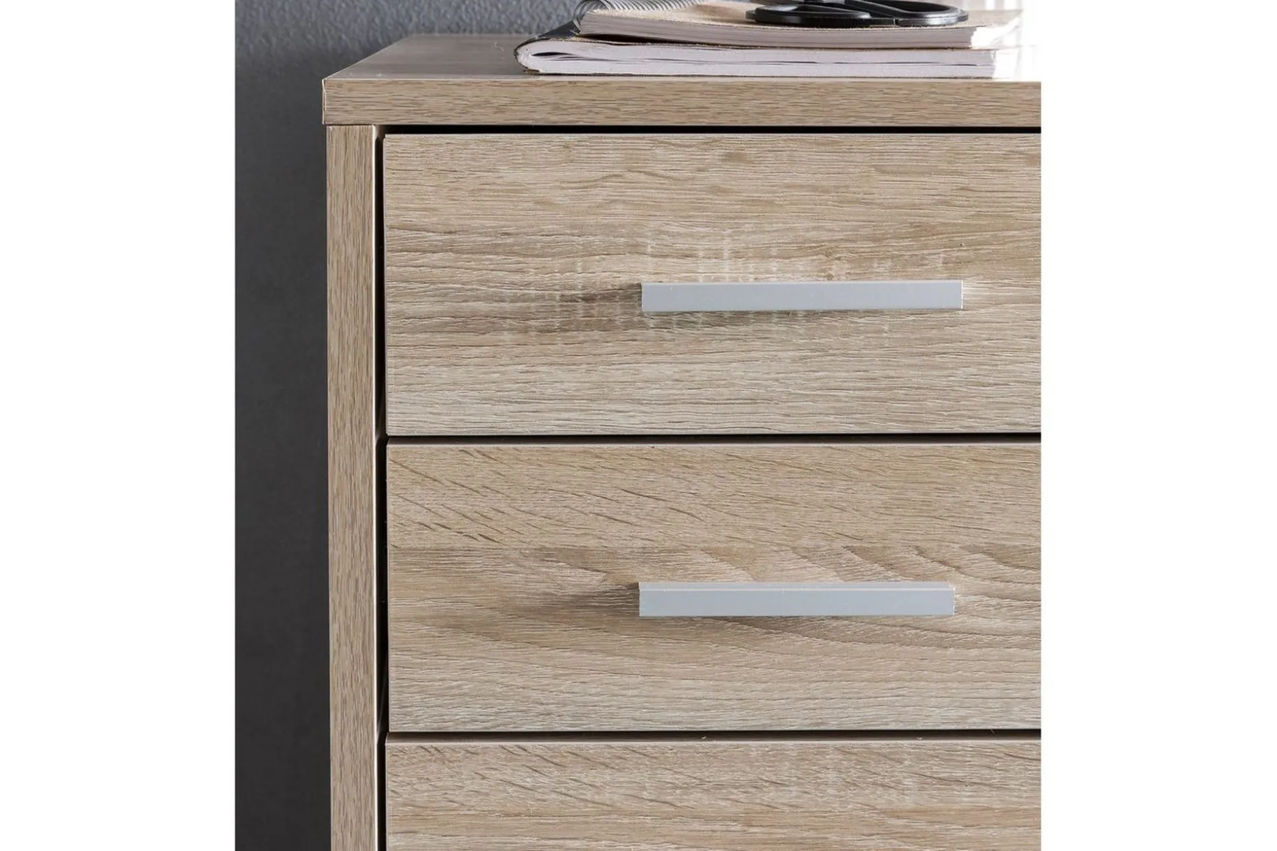 Rullkontejner Wohnling 5 lådor med hjul, folierad spånskiva, modern stil Sonoma