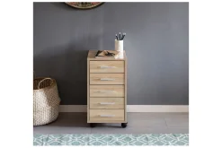 Rullkontejner Wohnling 5 lådor med hjul, folierad spånskiva, modern stil Sonoma