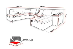 Sakri 5-sits Hörnbäddsoffa White