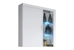 Samba Lågt Vitrinskåp RGB LED Belysning 35 cm djup 90 cm bred 111 cm hög Ljust Trä Glas