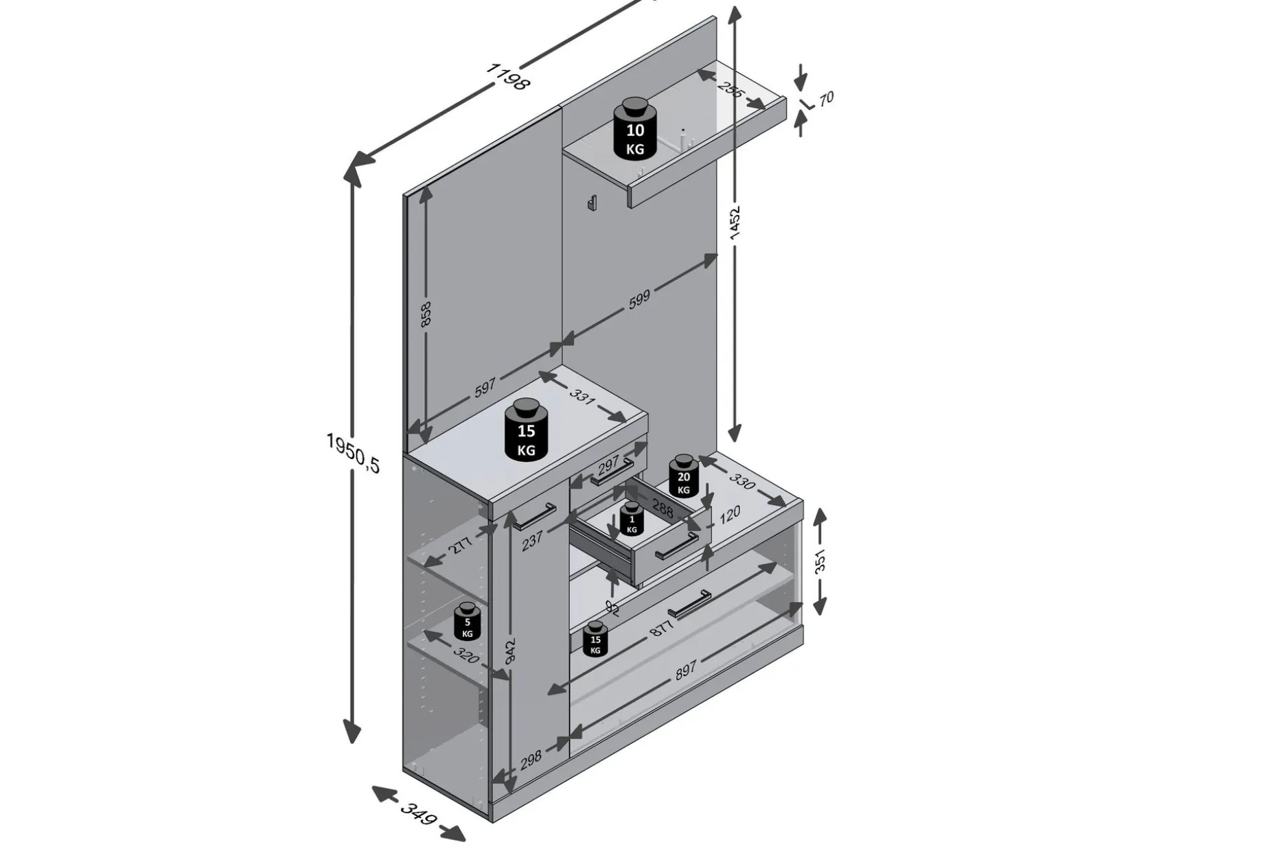 Samekia Garderob 120 cm