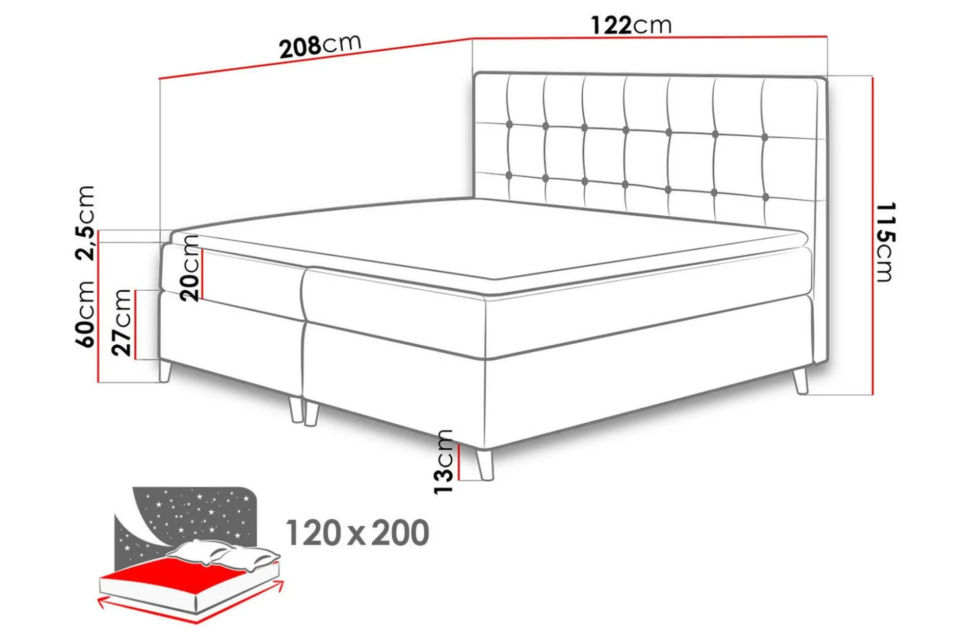 Sandham Kontinentalsäng 120x200 cm