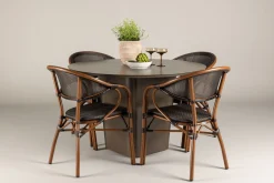 Santa Fe Matgrupp Rund 120 cm + 4 st Vila Matstolar Svart/Brun