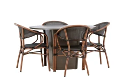 Santa Fe Matgrupp Rund 120 cm + 4 st Vila Matstolar Svart/Brun