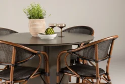 Santa Fe Matgrupp Rund 120 cm + 4 st Vila Matstolar Svart/Brun